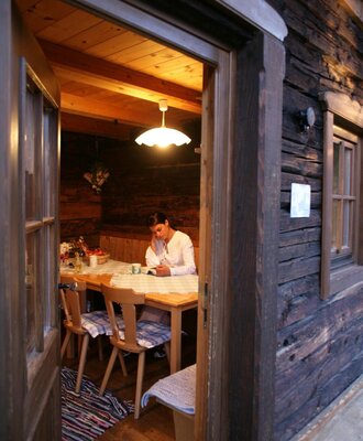 Blick in die Almhütte
